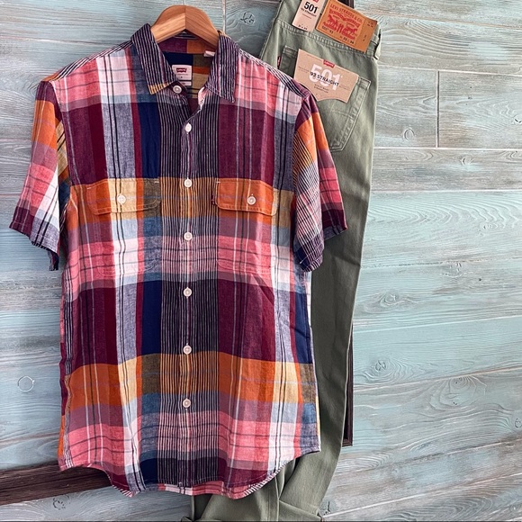 Levi's Other - Levi’s Oversized Short Sleeve Linen Utility Shirt